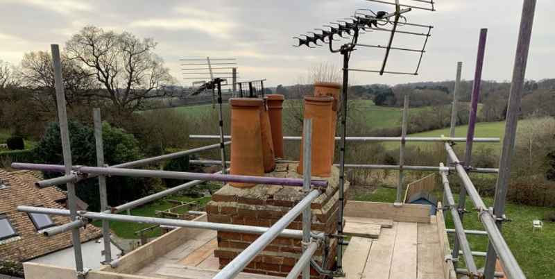 Safe chimney access setup | Dean Hatcher Scaffolding